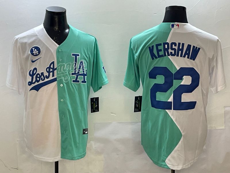 Men Los Angeles Dodgers #22 Kershaw Blue White Game 2025 Nike MLB Jersey style 6->los angeles dodgers->MLB Jersey